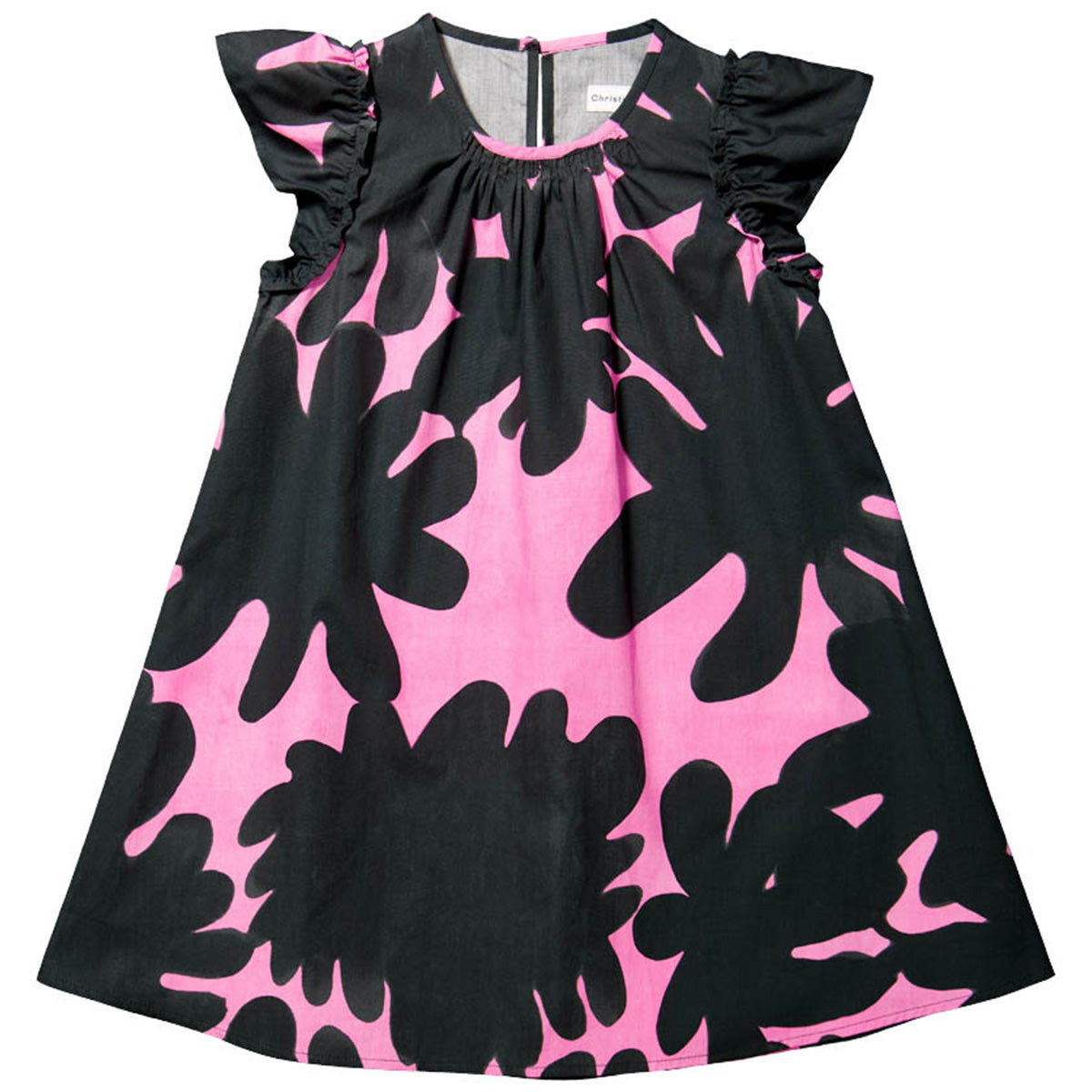 The Black Pink Dress from Christina Rohde in floral print. A beautiful a-line dress with butterfly sleeves