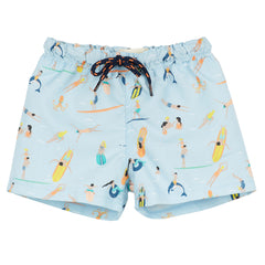 The Surf Party Bath Shorts from Arsene et Les Pipelettes. Straight shape, semi-cooked length, flexible elastication