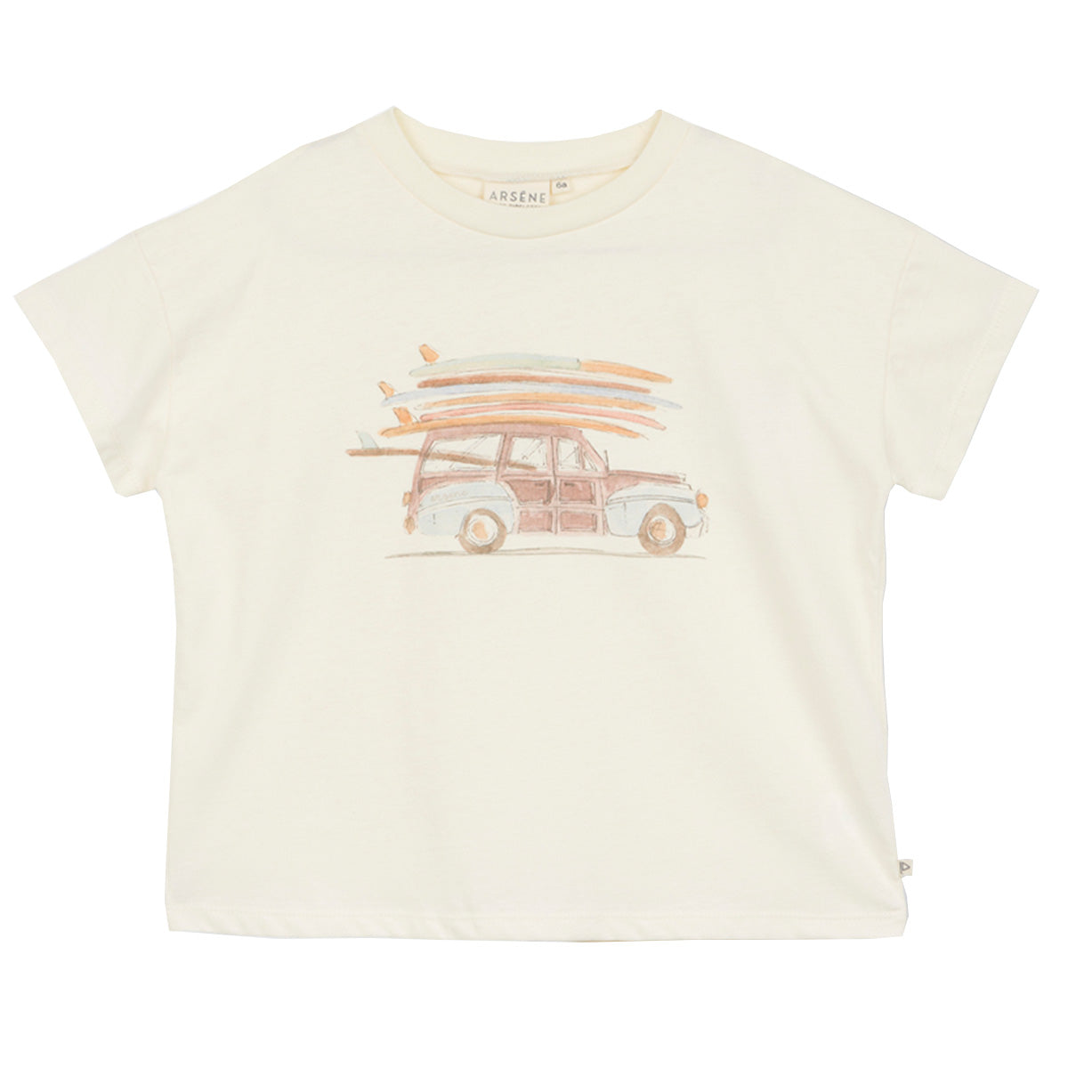 The Surf Car Tee from Arsene et Les Pipelettes. Relaxed shape, straight and ample, short sleeves, round neck