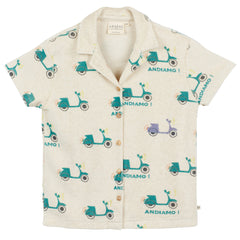 The Scooter Shirt from Arsene et Les Pipelettes. Magnum shirt in exclusive scooters printed terrycloth