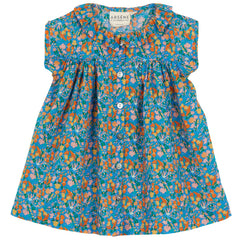 The Baby Flower Collarette Dress from Arsene et Les Pipelettes. Cotton voile fabric. Ruffled collar.