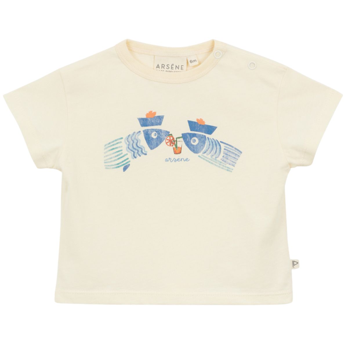 The Baby Fish Tee from Arsene et Les Pipelettes. Baby tee. Organic cotton jersey. “Fish” print in the center front.