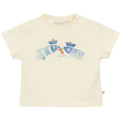 The Baby Fish Tee from Arsene et Les Pipelettes. Baby tee. Organic cotton jersey. “Fish” print in the center front.