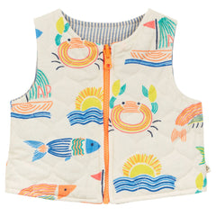 The Reversible Baby Jacket from Arsene et Les Pipelettes. Reversible sleeveless baby jacket. Quilted jacket.