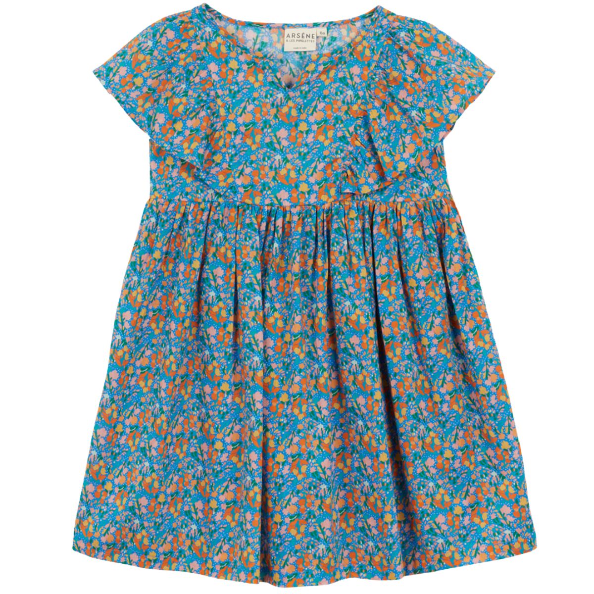 The Flower Dress from Arsene et Les Pipelettes. Exclusive printed dress. Printed cotton voile fabric.