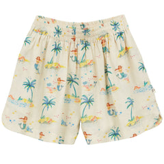 Fluid Mermaid Shorts by Arsene et Les Pipelettes. Exclusive mermaid printed shorts. Fully elasticated waist with gathers.