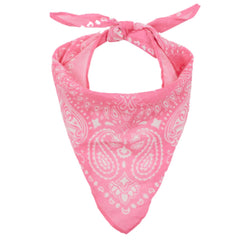 Arsene et Les Pipelettes Bandana Bib, pink cotton bib with white paisley print and tie fastening.