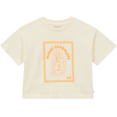 Arsene et Les Pipelettes Guadalupe tee cream t-shirt with orange Madre Guadalupe graphic kids cotton top