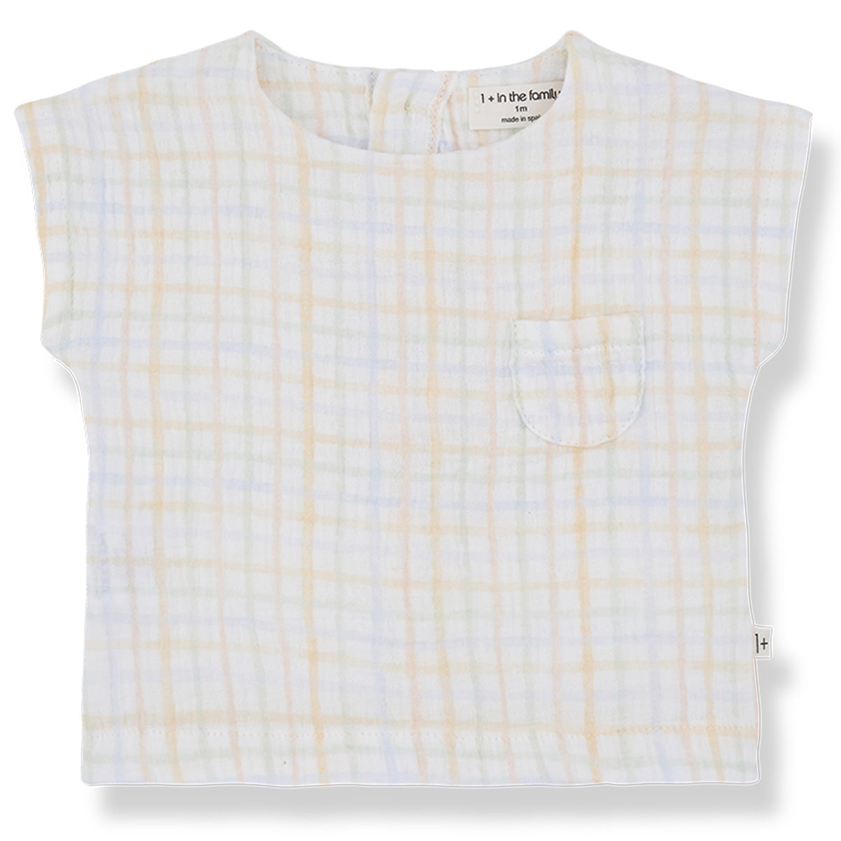 The Eder Shirt from 1+ in the Family. Light, breathable, and soft plaid fabric with a small chest pocket.