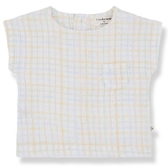 The Eder Shirt from 1+ in the Family. Light, breathable, and soft plaid fabric with a small chest pocket.