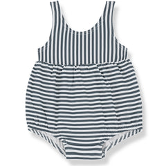 Elisabetta Swimsuit from 1+ in the Family. A charming striped baby swimsuit with a sleeveless design and gathered waist.