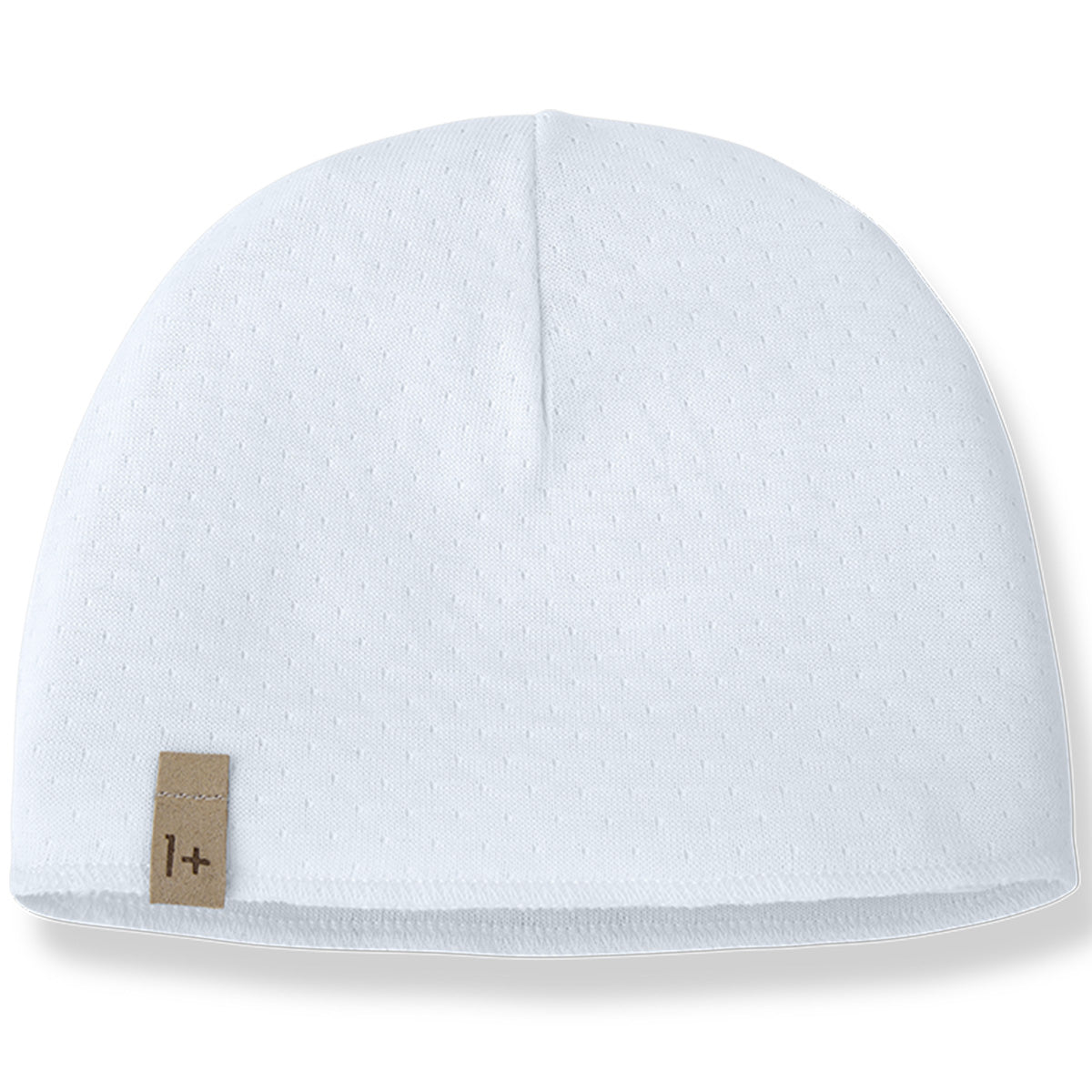 The Elise Beanie from 1+ in the Family, a soft baby hat with a lightweight textured fabric and snug fit.