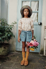 Denim Light Rose Embroidered Shorts