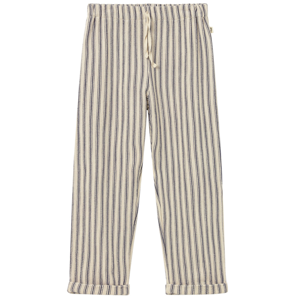 Enzo Pants by Cozmo, ivory striped kids pants with drawstring waist and relaxed straight-leg fit