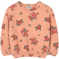 Cozmo The Erin Sweatshirt quilted floral baby top with snap shoulder placket and bow