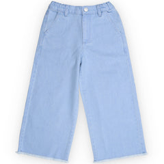 Ginger Pant from The New Society in light blue denim with wide legs, front button closure and pockets