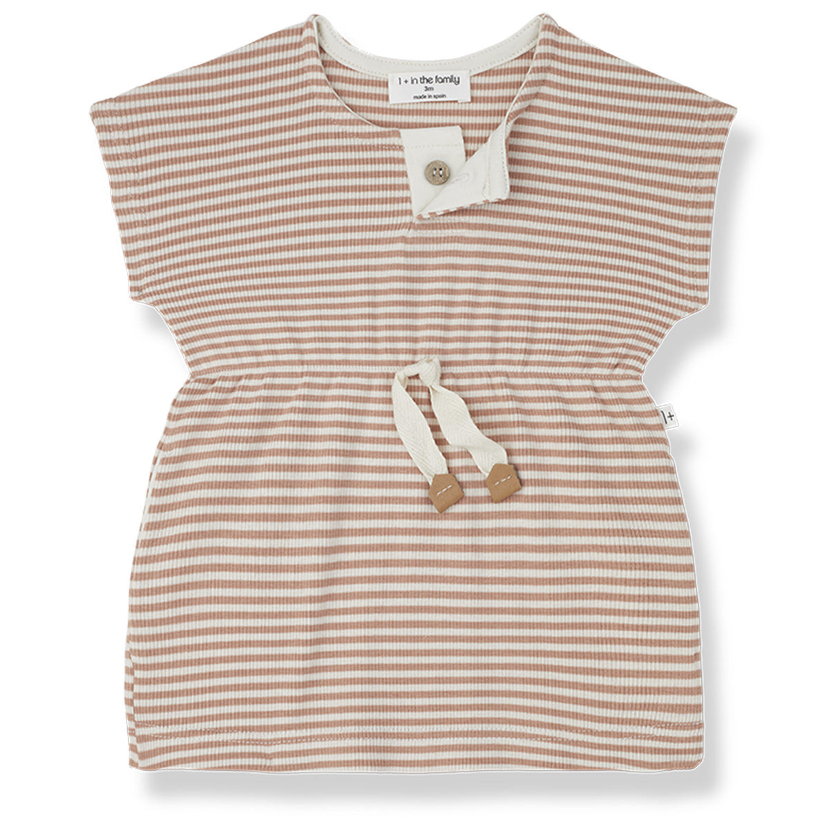 The Giulia Dress from 1 + in the Family. Sweet baby dress in a striped rib jersey fabric.