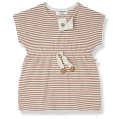 The Giulia Dress from 1 + in the Family. Sweet baby dress in a striped rib jersey fabric.