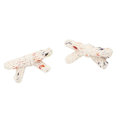 The Goldie Bow Set from Misha & Puff. A set of hand-knit slim bows on alligator clips in Merino wool.