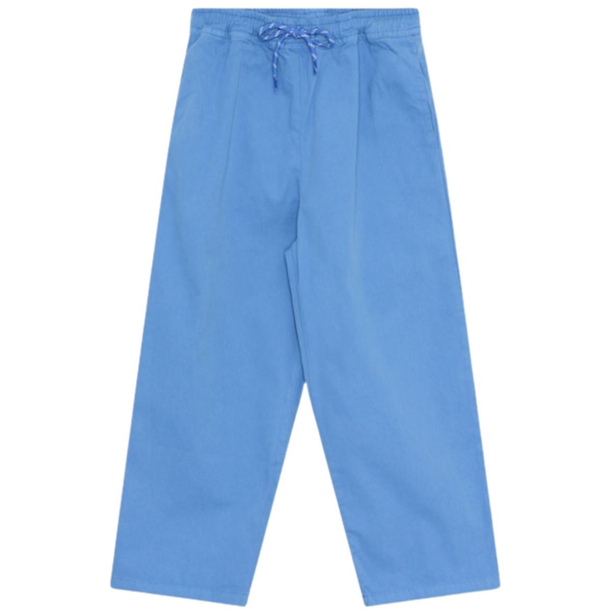 Gorse Pant from The New Society in iris blue with elastic waistband and drawstring, straight-leg fit.