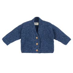 Baby V Cardigan from Arsene et Les Pipelettes. Chunky rib knitted stitch. “V” neck, long sleeves.