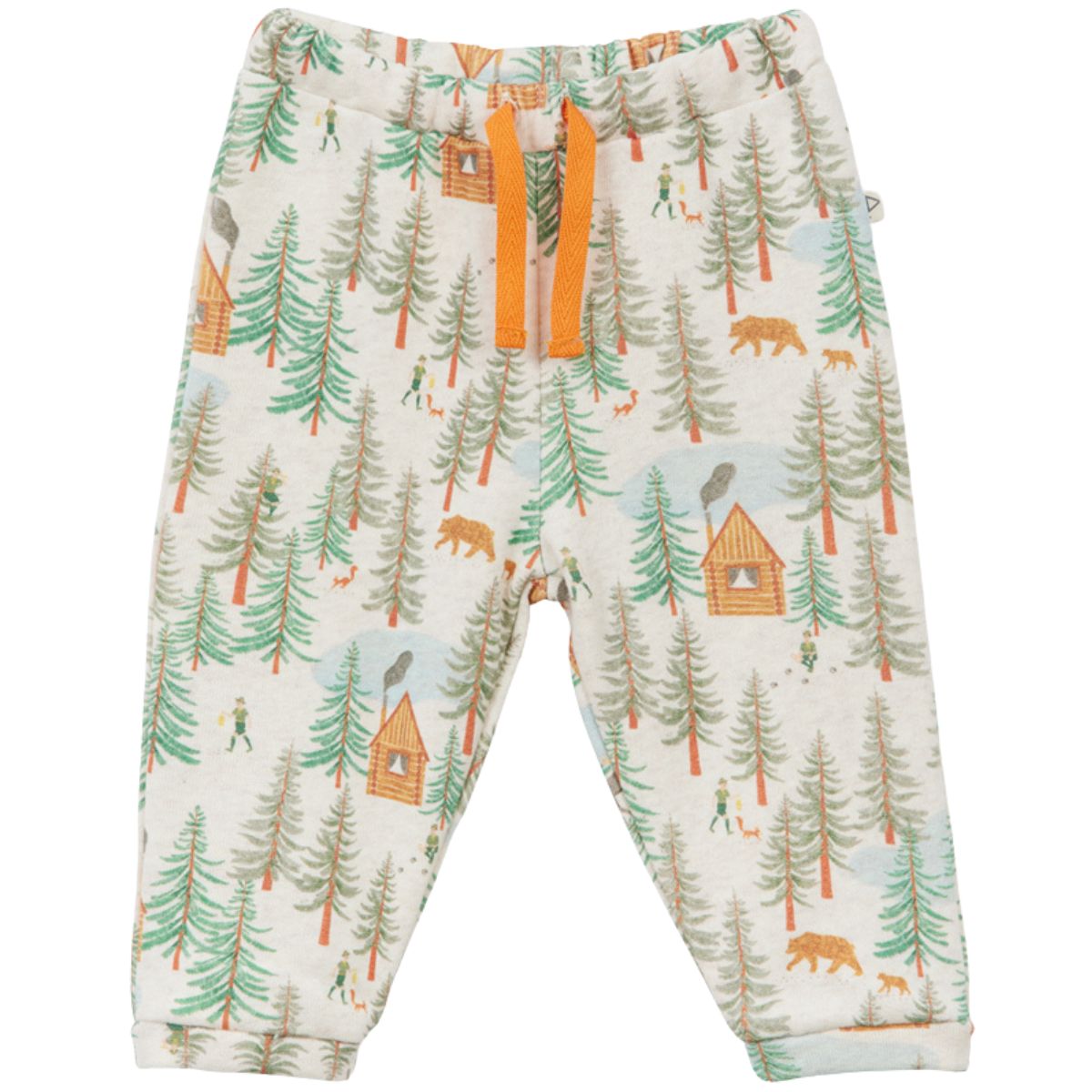 The Baby Fleece Forest Joggers from Arsene et Les Pipelettes. Baby's pants with forest pattern on a white background.
