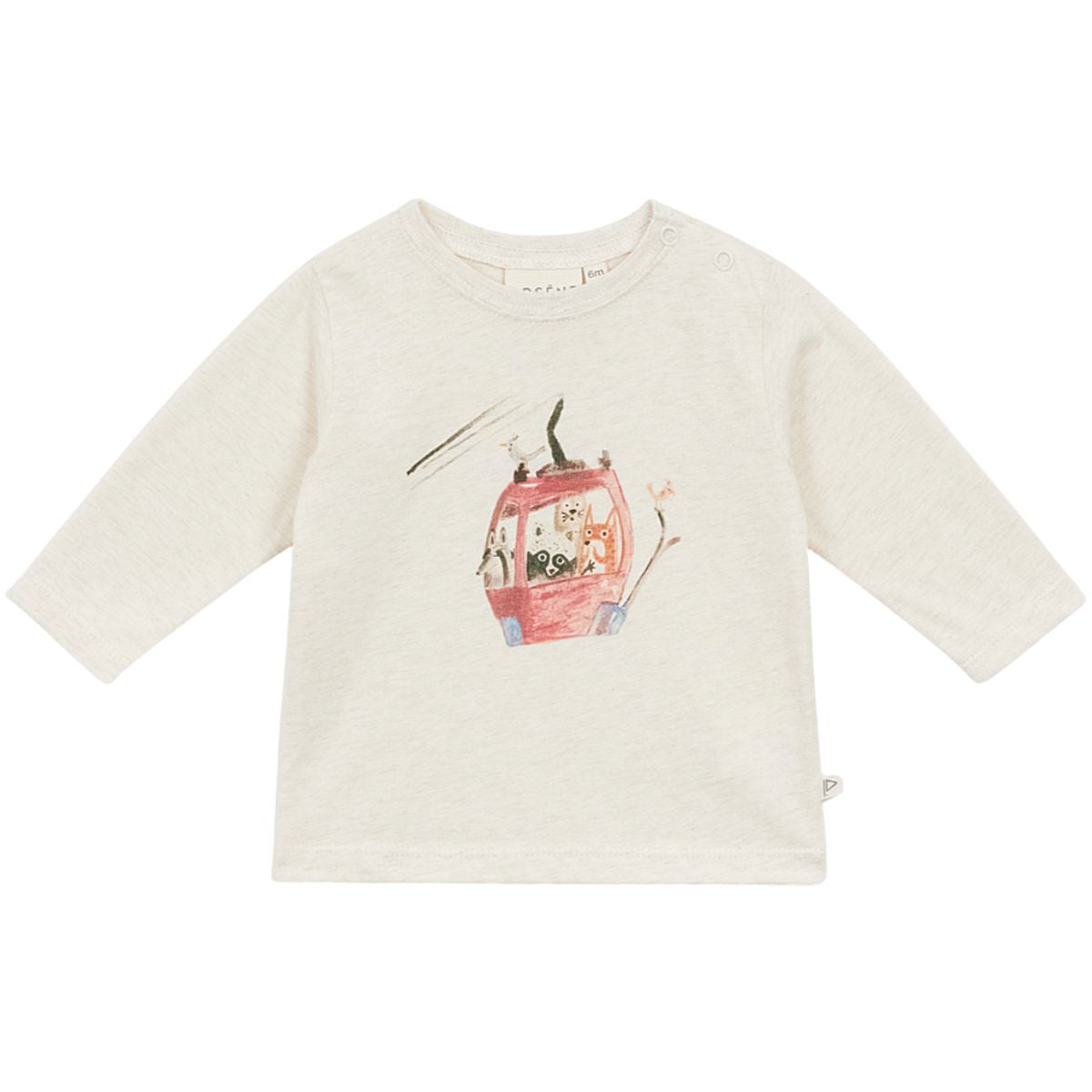 The Baby Tee Cable Car from Arsene et Les Pipelettes with watercolor "Gondola" print on the front.