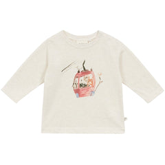 The Baby Tee Cable Car from Arsene et Les Pipelettes with watercolor "Gondola" print on the front.