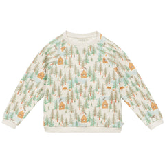 The Fleece Forest Sweatshirt from Arsene et Les Pipelettes. Children's sweater with forest pattern on a white background.