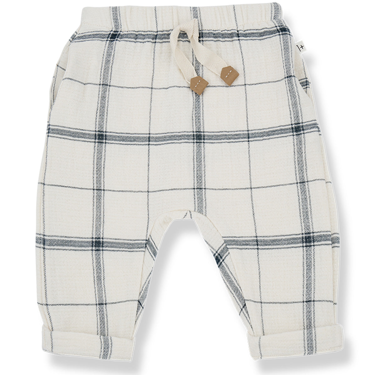 Icaro Pants from 1+ in the Family. Cozy and stylish baby pants with an elastic waistband with a decorative drawstring