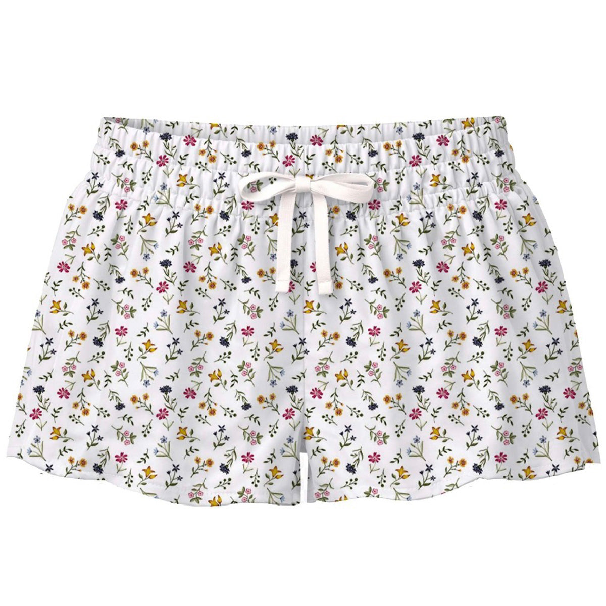 The Just Flowers Cover Up Shorts from Submarine Swim with floral print and elastic waist.