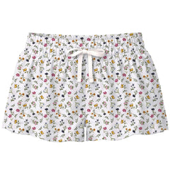 The Just Flowers Cover Up Shorts from Submarine Swim with floral print and elastic waist.