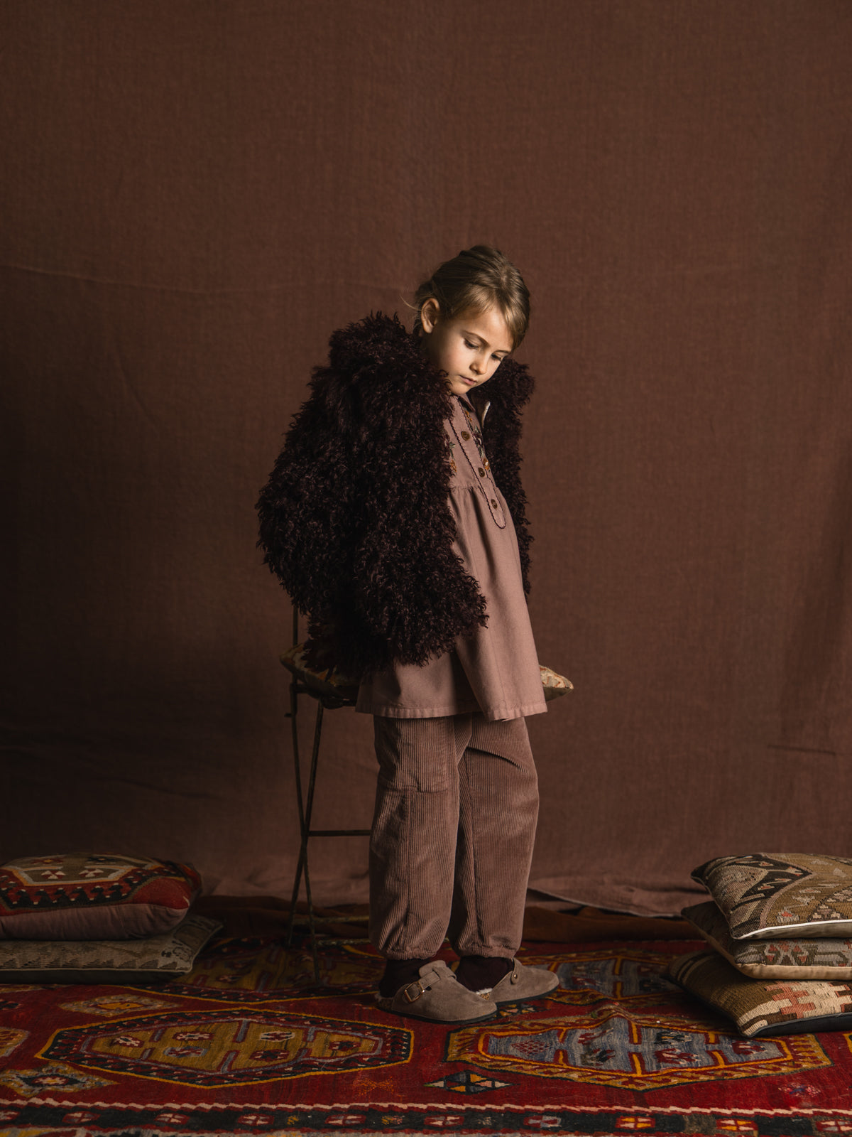 Babe & Tess The Eva Jacket teddy fleece with wide collar and long sleeves