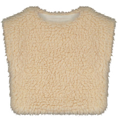Polar Top by Little Creative Factory cream sherpa fleece cropped vest with textured finish and crew neckline