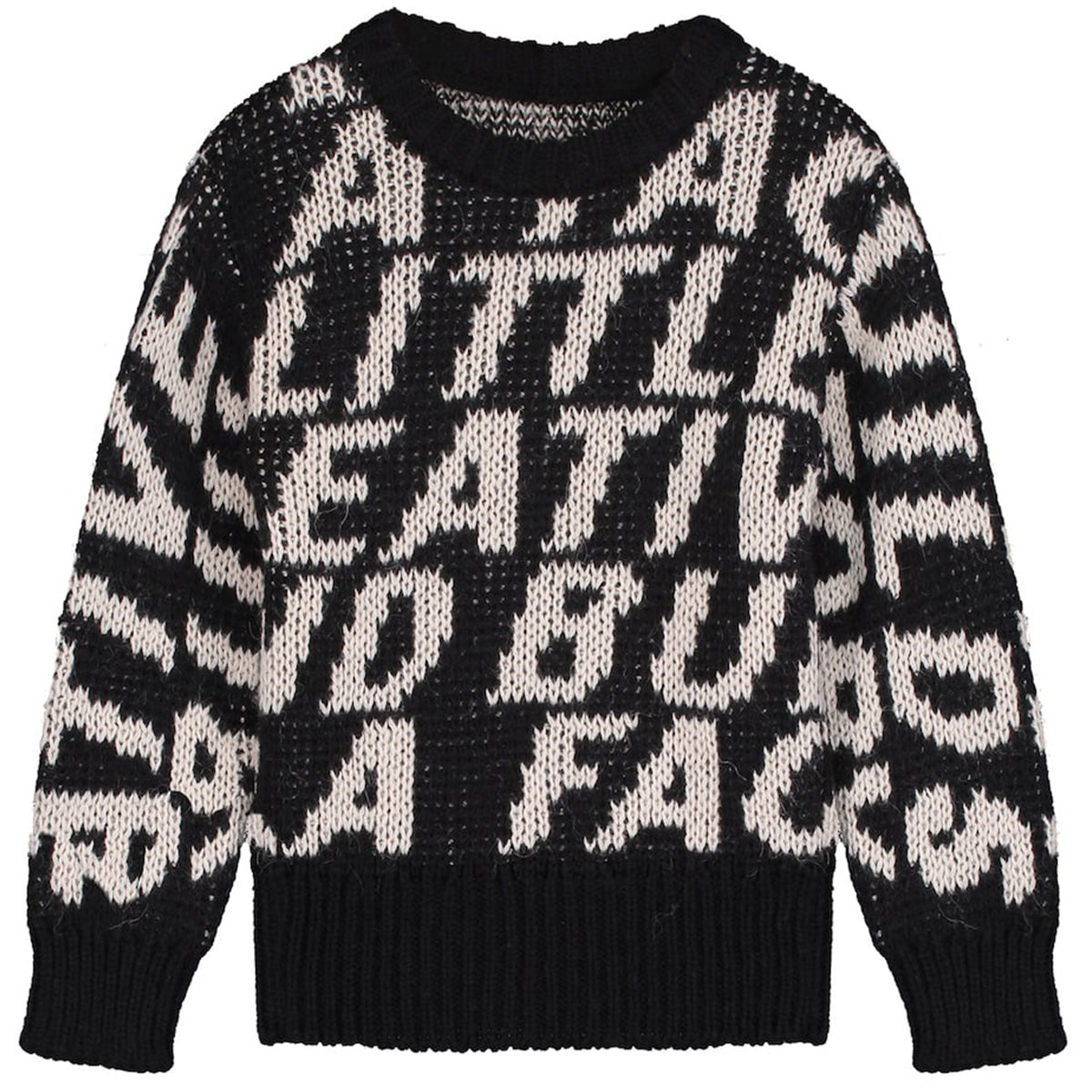 LCF Jacquard Knit Sweater by Little Creative Factory features a straight cut that falls over the hip, rib detailing.