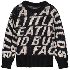 LCF Jacquard Knit Sweater by Little Creative Factory features a straight cut that falls over the hip, rib detailing.