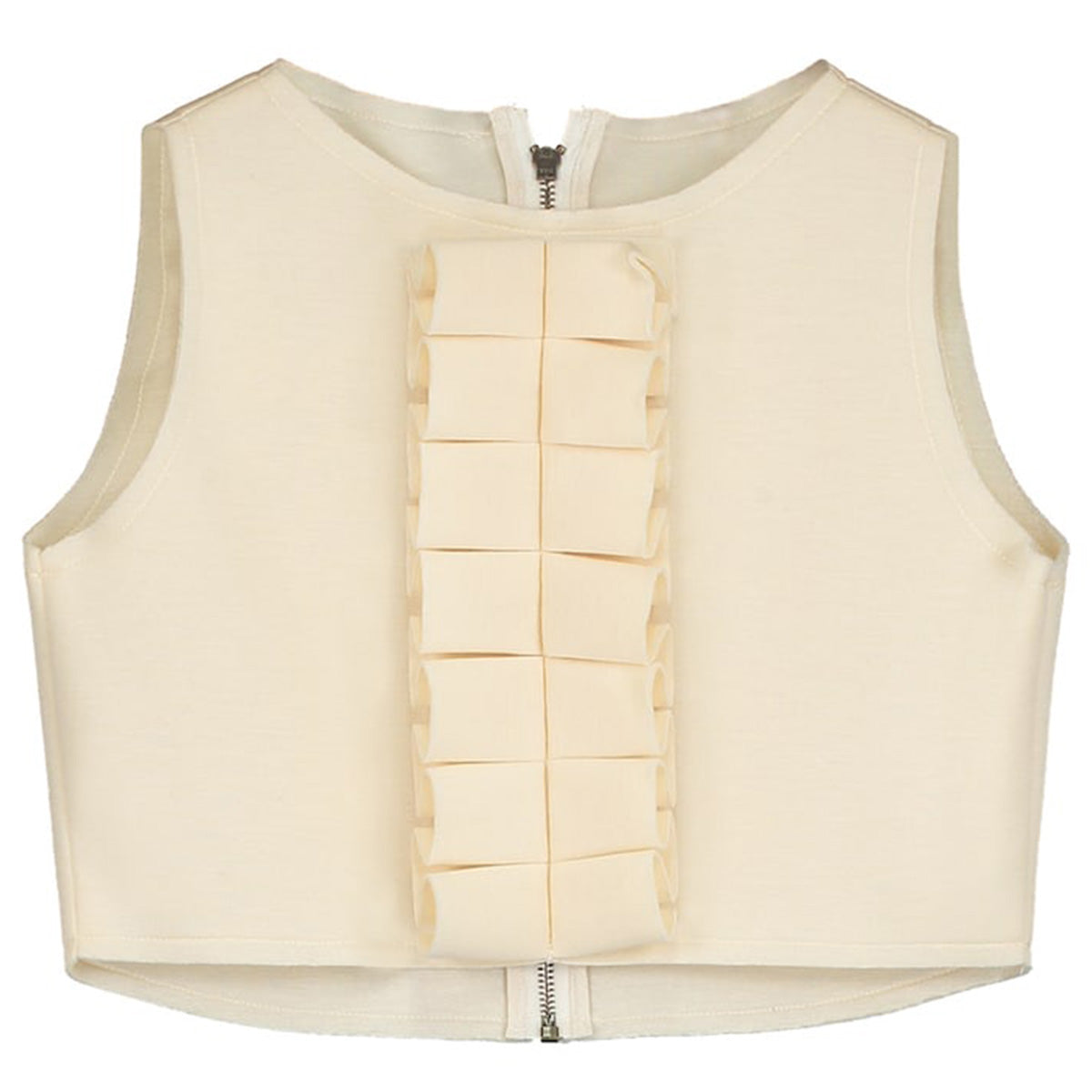 Neoprene Ruffle Vest by Little Creative Factory. featuring a playful ruffle detail down the front center. Zip closure in the back.