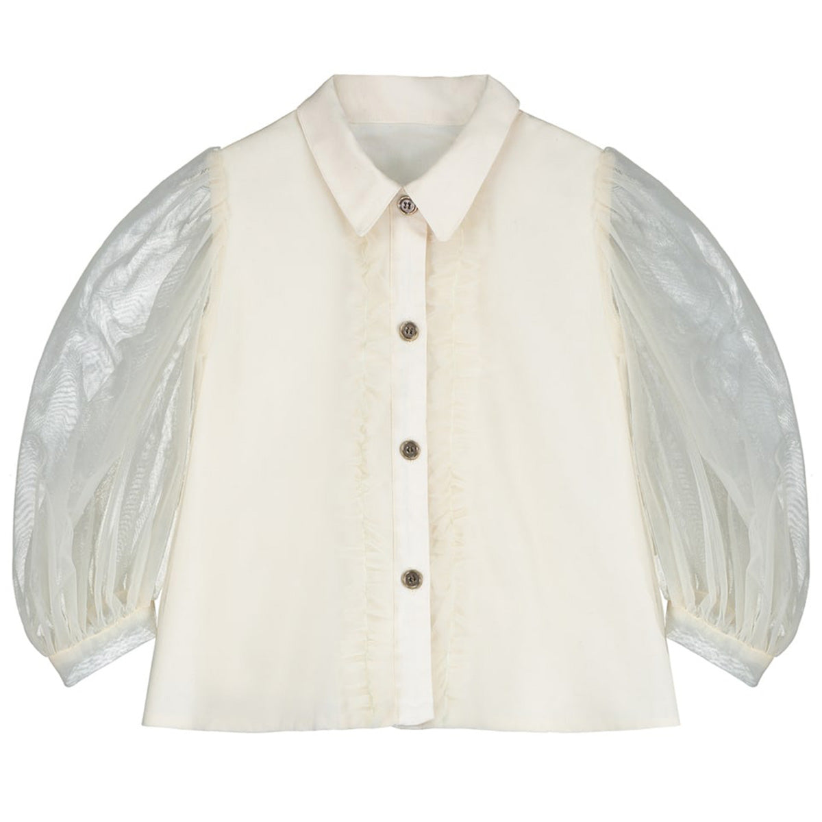 Gothic Blouse by Little Creative Factory features voluminous pleated tulle sleeves and a tidy collar