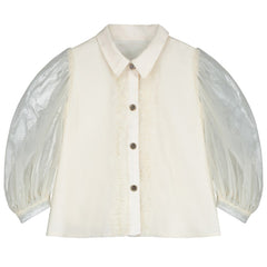 Gothic Blouse by Little Creative Factory features voluminous pleated tulle sleeves and a tidy collar