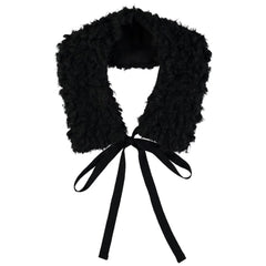 Harrington Collar from Little Creative Factory. Features a fluffy texture and a chic black tie.