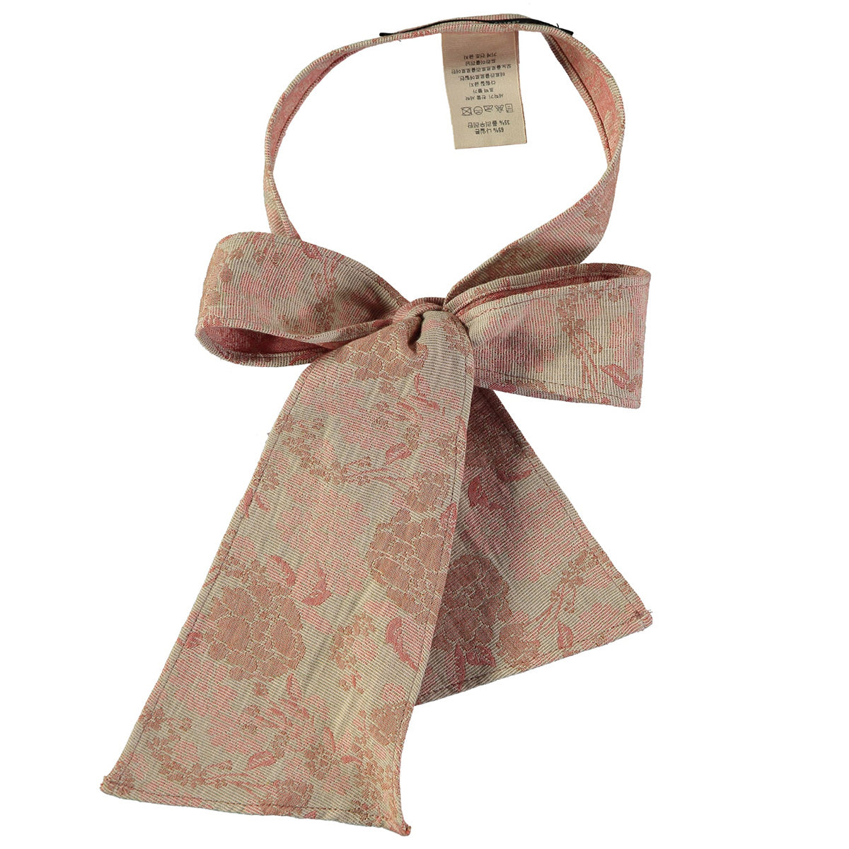 The Wildflower Bow from Little Creative Factory. Pink jacquard bow tie with a floral pattern.
