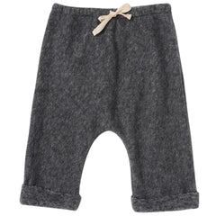 The Kin Pants from Cozmo. Gray baby pants with a drawstring on a white background.
