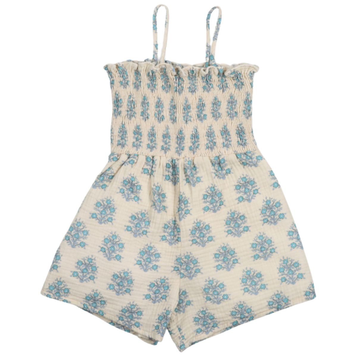 Kyra Jumpsuit from The New Society. Jumpsuit with a smocked top and gathered pants creating the smocking effect.
