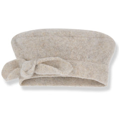 The Lisbeth Beret from 1+ in the Family. Soft tortora wool beret with a side knot detail.