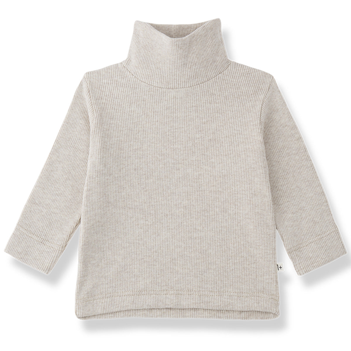 1+ in the Family The Lodi Turtleneck Tee in soft beige ribbed knit with turtleneck