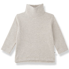 1+ in the Family The Lodi Turtleneck Tee in soft beige ribbed knit with turtleneck