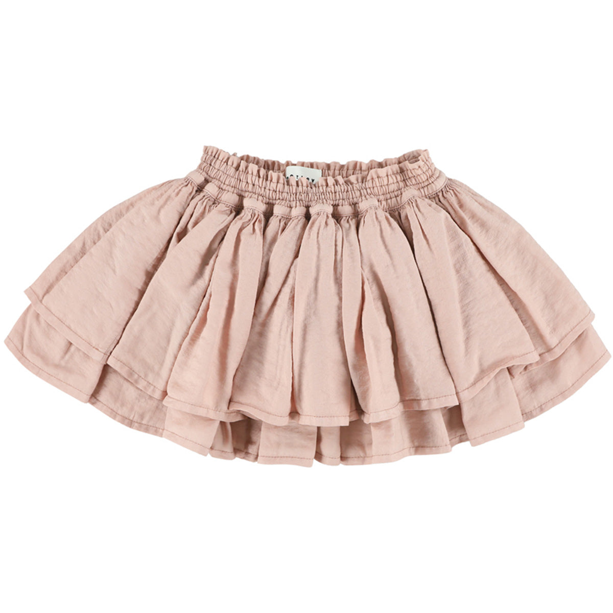 The Margot Skirt from Morley. A tiered skirt in a rose shade. It features a smocked elastic waistband and a flowy.