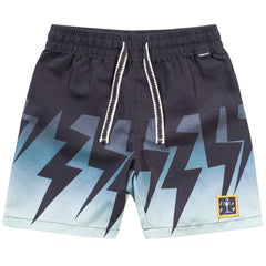 Lightning Short by Munster. Bold and electrifying, these shorts feature a striking lightning bolt design over a gradient fade.