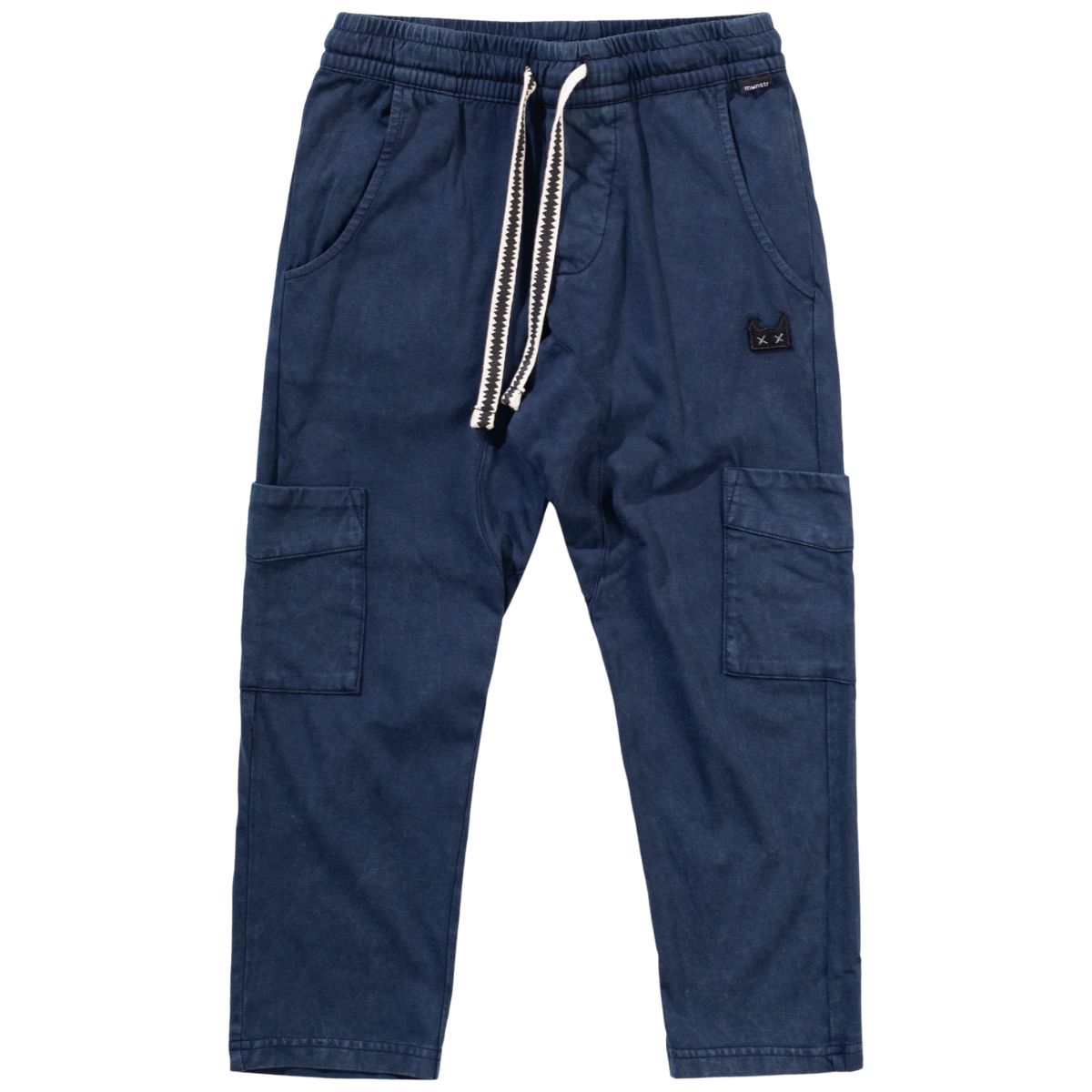 Jargo 2 Pant from Munster. A pair of dark navy cargo joggers featuring an elastic waistband with an adjustable drawstring.
