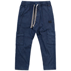 Jargo 2 Pant from Munster. A pair of dark navy cargo joggers featuring an elastic waistband with an adjustable drawstring.